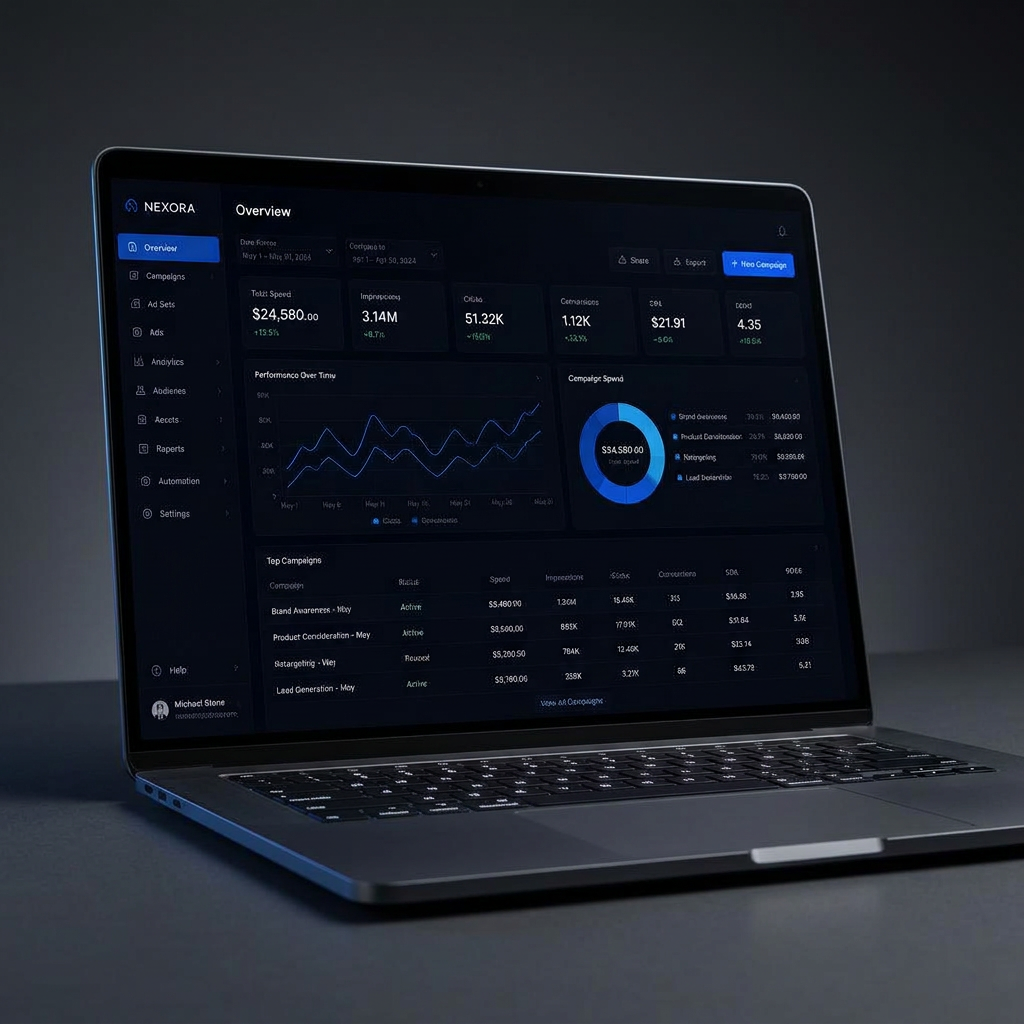 Laptop showing a Vera Systems campaign dashboard